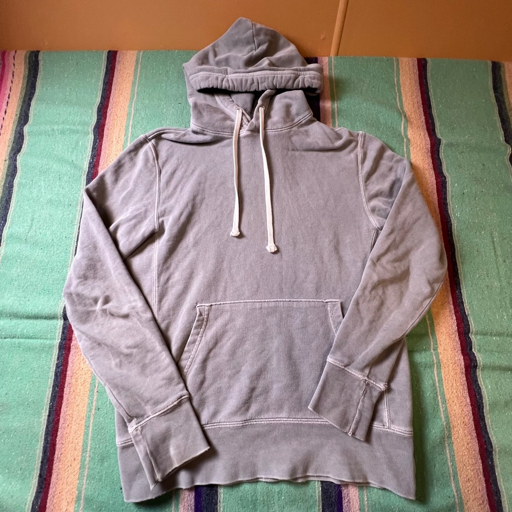 American Eagle Hoodie Mens XS Gray Cotton Pullover Faded Distressed Sweatshirt
